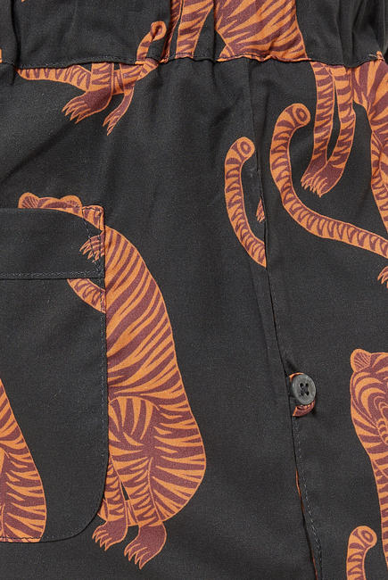 Sansindo Tiger Print Black/Orange Pyjama Shorts